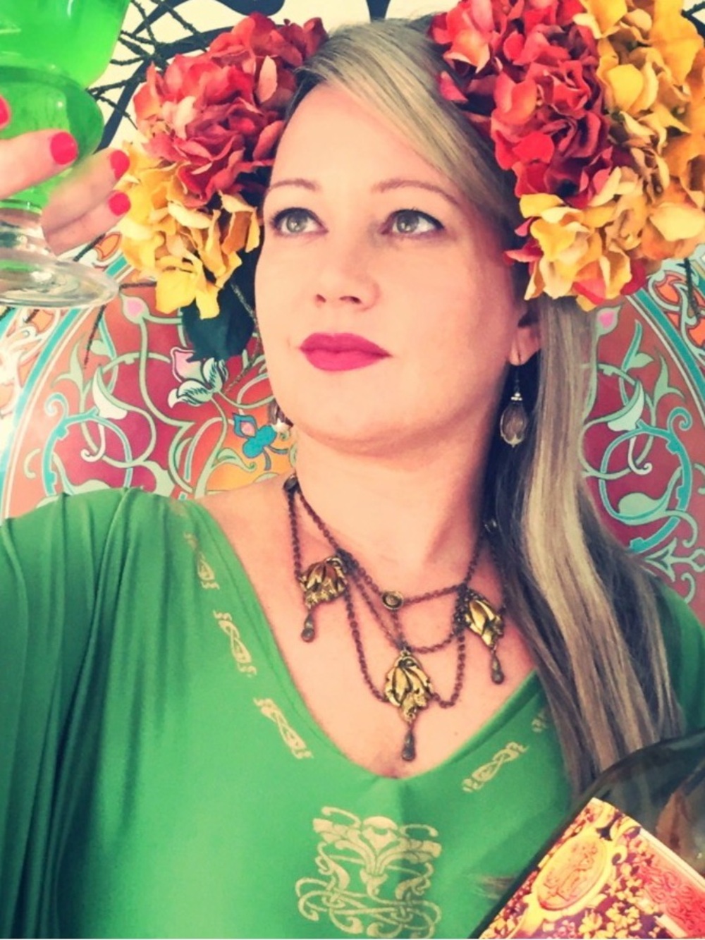 Vintage Art Nouveau Egyptian Revival Festoon Necklace & Bracelet Set